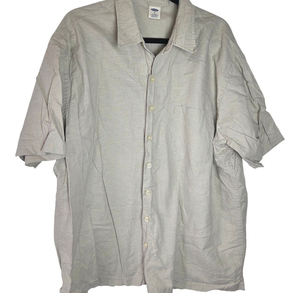 Old Navy Linen Blend Short Sleeve Button Up Shirt Casual Summer Mens XL